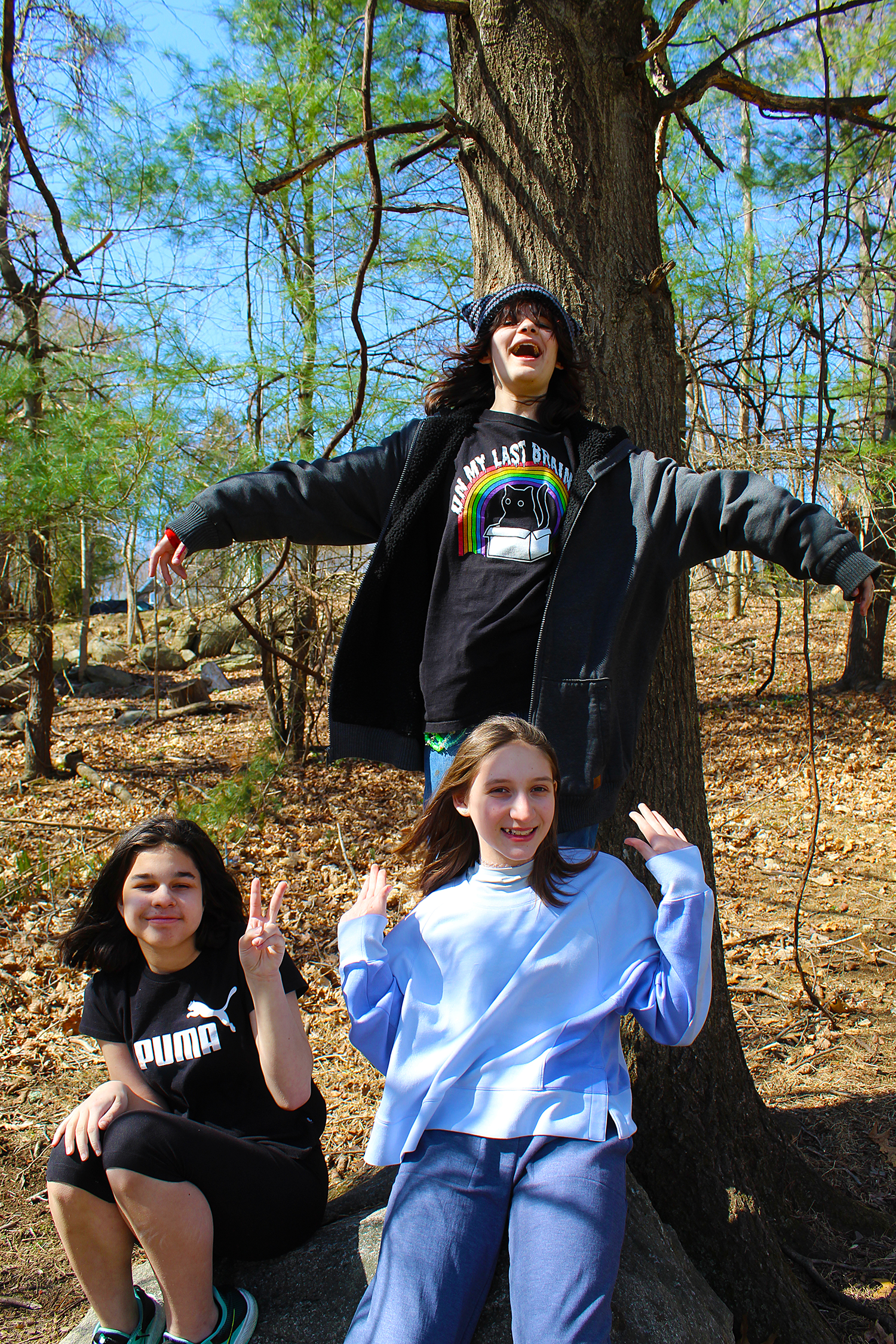 3 students outside of school