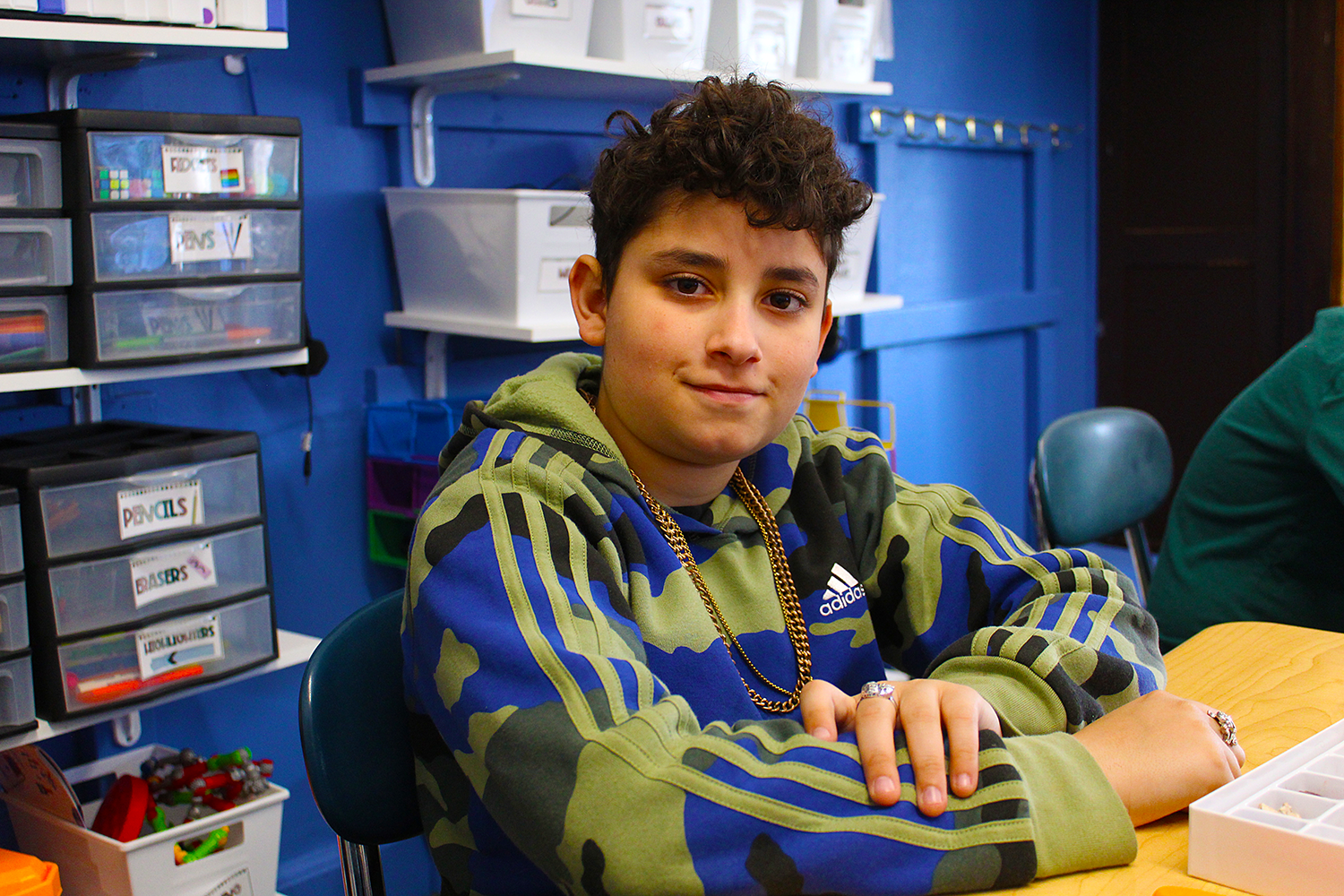 male student in class
